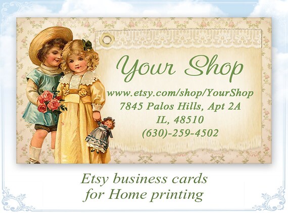 Vintage Shabby Business Cards Etsy Shop Business Cards On Etsy