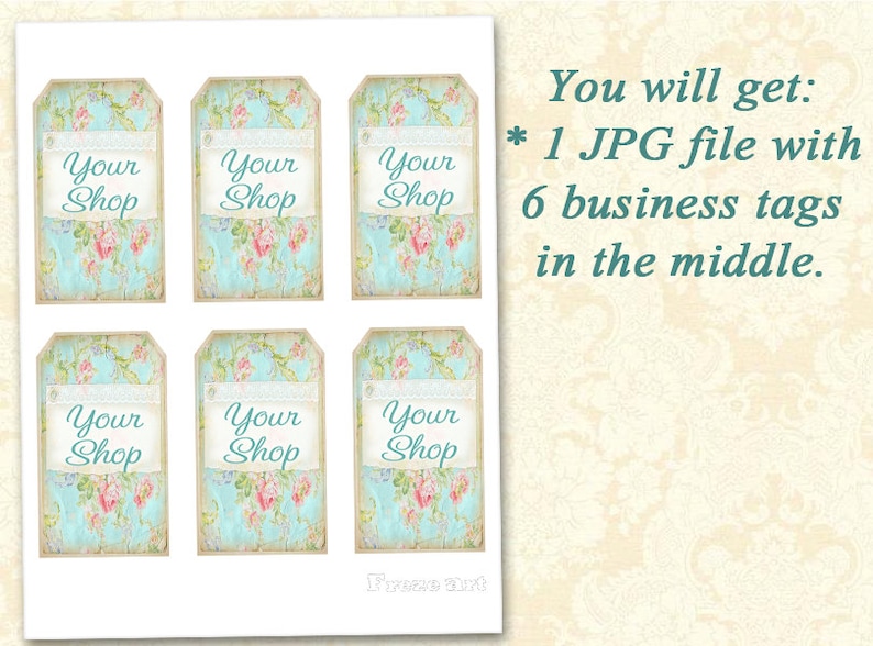 Vintage gift tags Business tags for Etsy shop on Digital collage sheet Printable download tags