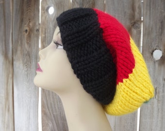 Rasta Hat - Super Slouchy - Beanie - Cap - Black, Red, Yellow and Green - 100% Acyrlic