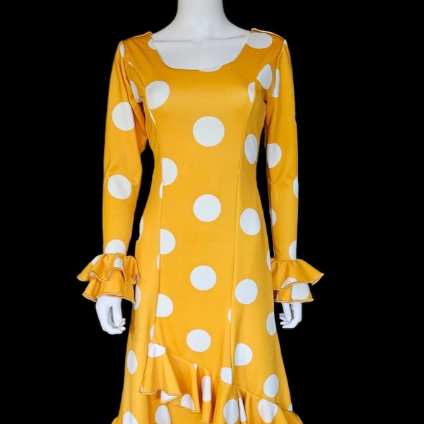 Flamenco Dress vestido de flamenco  Yellow and White  polka dots