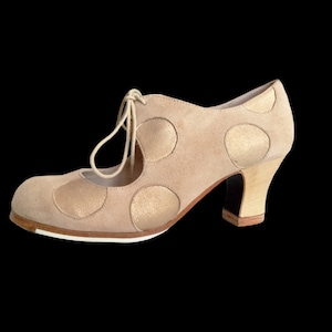 Flamenco Shoes Professionals brand new Lunares  Biege suede choose your size