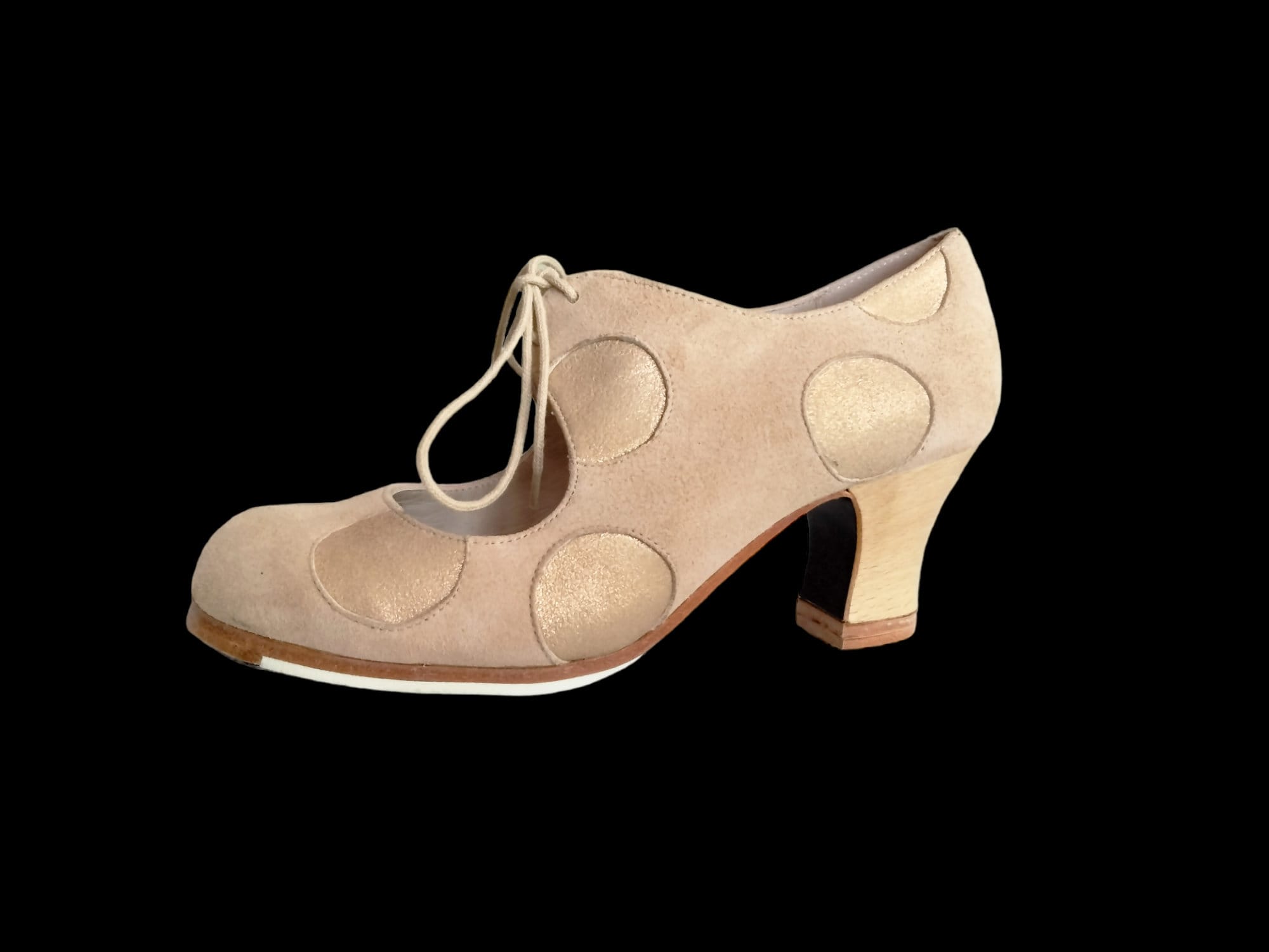 Flamenco Shoes Professionals brand new Lunares Biege suede choose your size