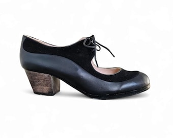 Flamenco Shoes Professionals brand new Angelito black leather  short heel