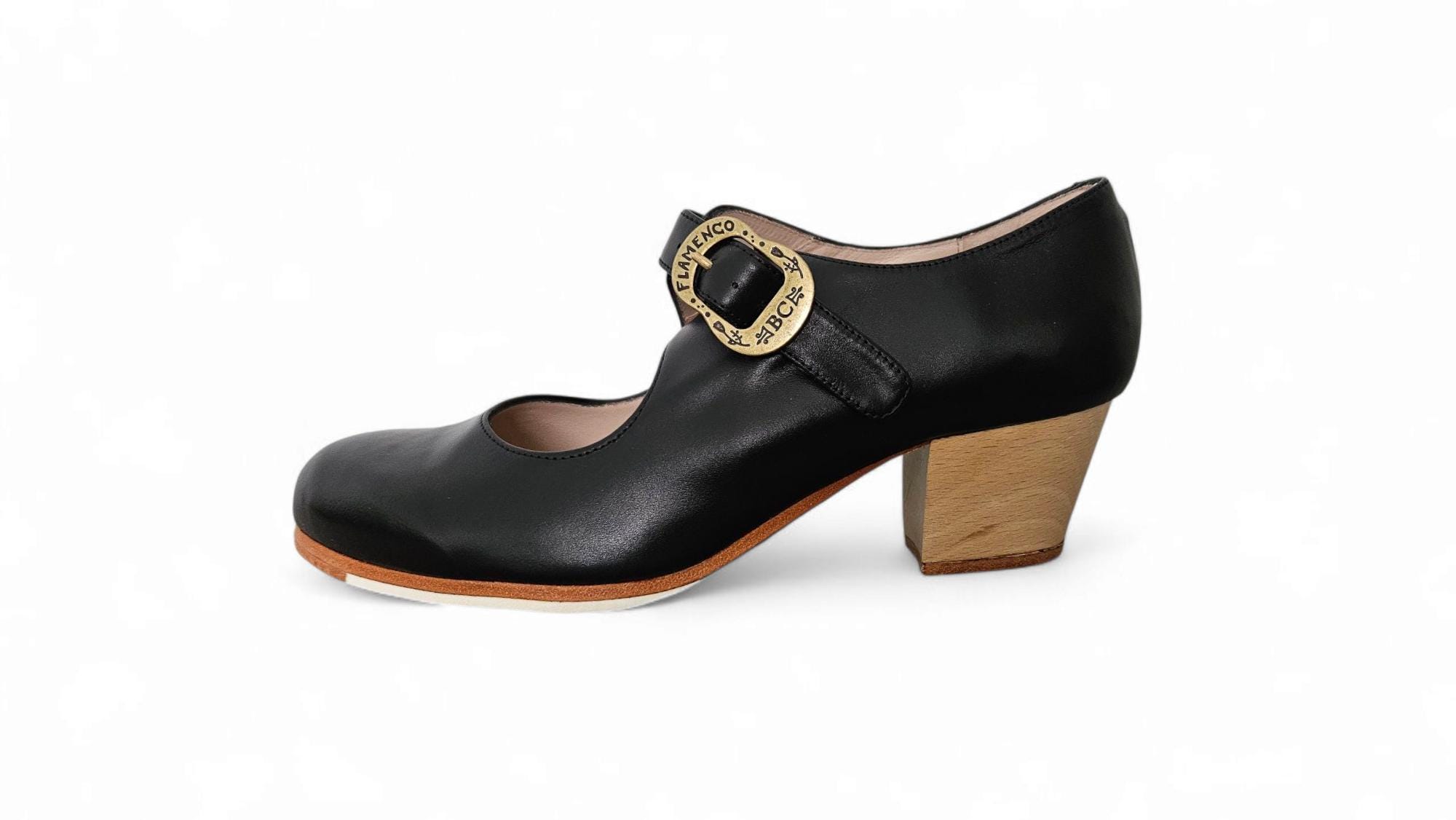 Flamenco Shoes Professionals brand new Tablas   black leather  short heel light wood