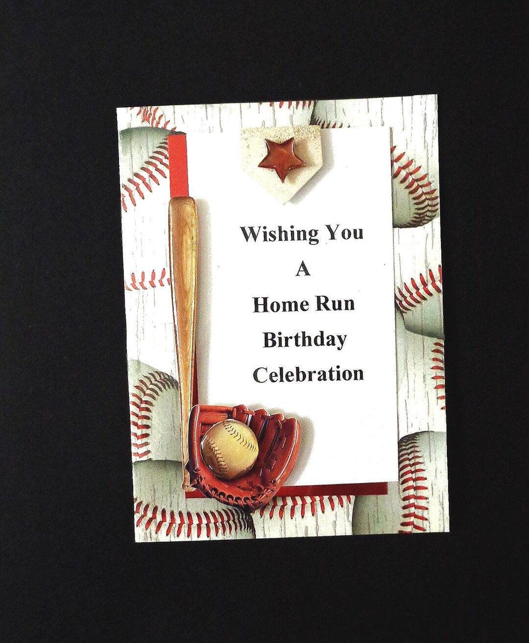 3D BASEBALL BIRTHDAY Card - Bat, Ball Embellished Cover - With Baseball ...