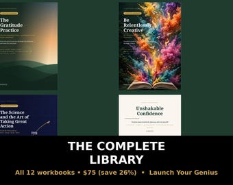 Complete Self Help Library | All 12 Launch Your Genius Workbooks | Ebook Bundle PDF, Instant Download