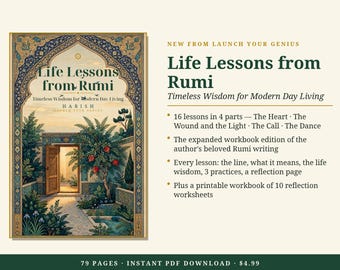 Rumi Life Lessons Workbook | Timeless Wisdom for Modern Living | Reflection Journal | Printable Worksheets PDF