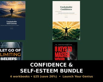 Self Esteem & Confidence Workbook Bundle | 4 Books | Self-Esteem, Confidence, Limiting Beliefs, Inner Game