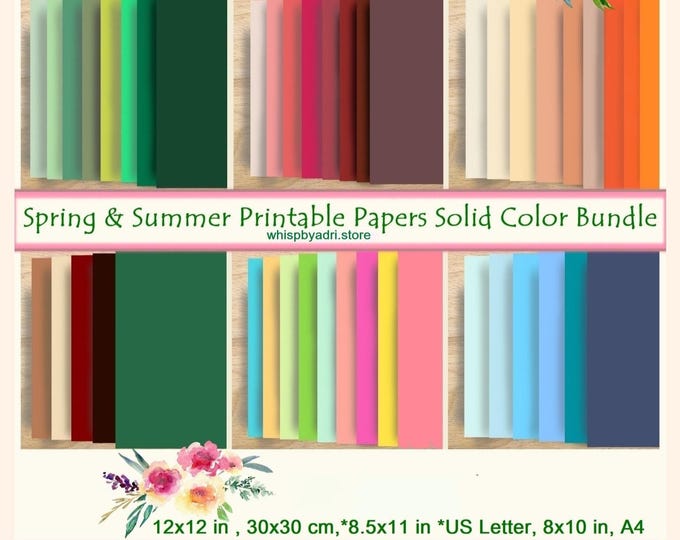 45 x Solid Colors Printable Paper Pack: Spring Summer Creative Art and DIY paper Craft (Commercial Use allowed)
