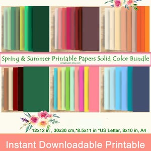 45 festes mehrfarbiges bedruckbares Papier-Bundle, Frühling, Sommer, Sammelalben, Basteln, DIY, Hochzeit, Geburtstag, Collage, Kunstbedarf | Kommerzielle Nutzung