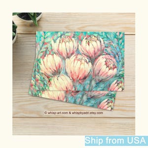 Cartes postales d'art acrylique Protea Flowers (US) 10 x 15 cm, lot de 2 | Lot de 4 | Lot de 8 | * Expédition des États-Unis vers les États-Unis + certains pays.
