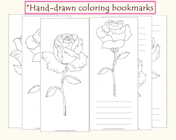 Printable Roses Coloring Bookmarks for Mom: DIY Gift (PDF Download)