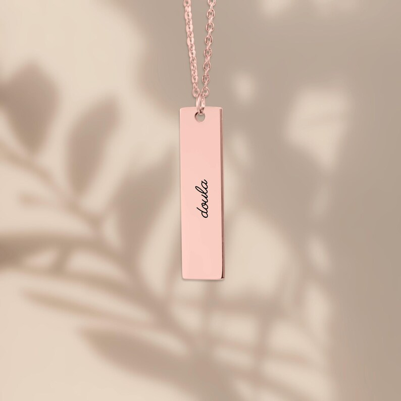Doula Vertical Bar Necklace, Engraved Doula Jewelry, Doula Gift Idea, Doula Christmas Gift, Postpartum Doula Gift, Birth Worker Necklace image 11