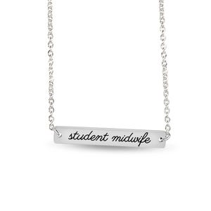 Student Midwife Bar Necklace, Engraved Horizontal Bar, Midwifery School Graduation Gift, Gift for Midwife Student, Christmas Gift
