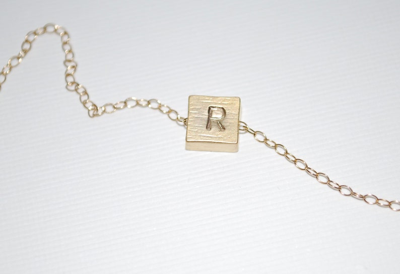 Gold initial necklace square initial necklace gold filled Etsy