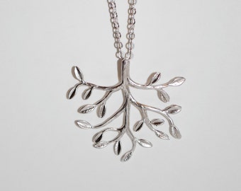 Modern Tree Branch necklace, silver branch necklace, matte branch, simple necklace, bridesmaid gift,