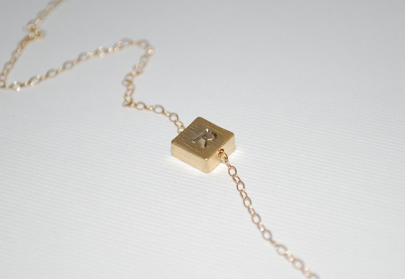 Gold initial necklace square initial necklace gold filled Etsy