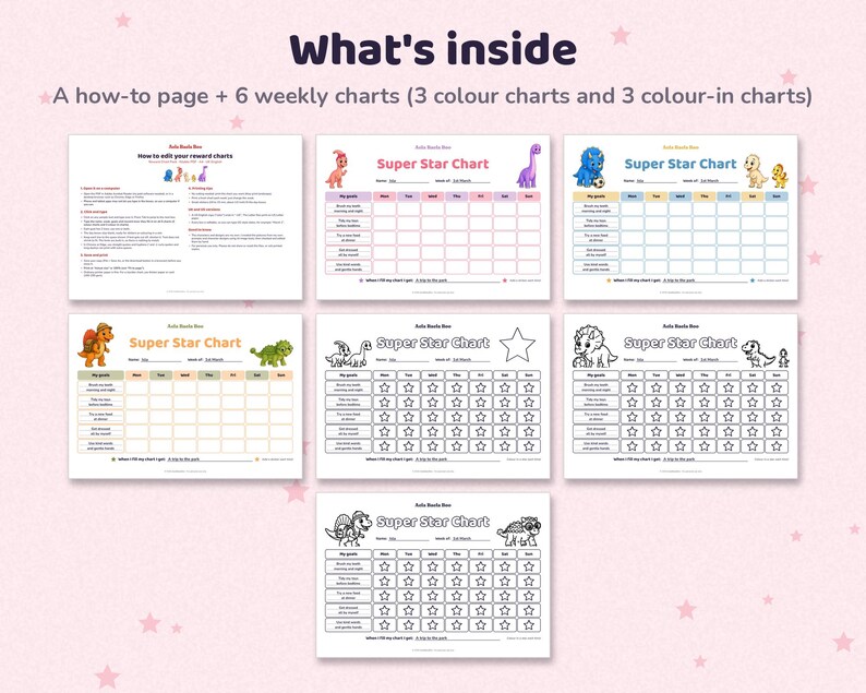 Editable Reward Chart for Kids, Fillable PDF, Sticker Chart, Behaviour ...