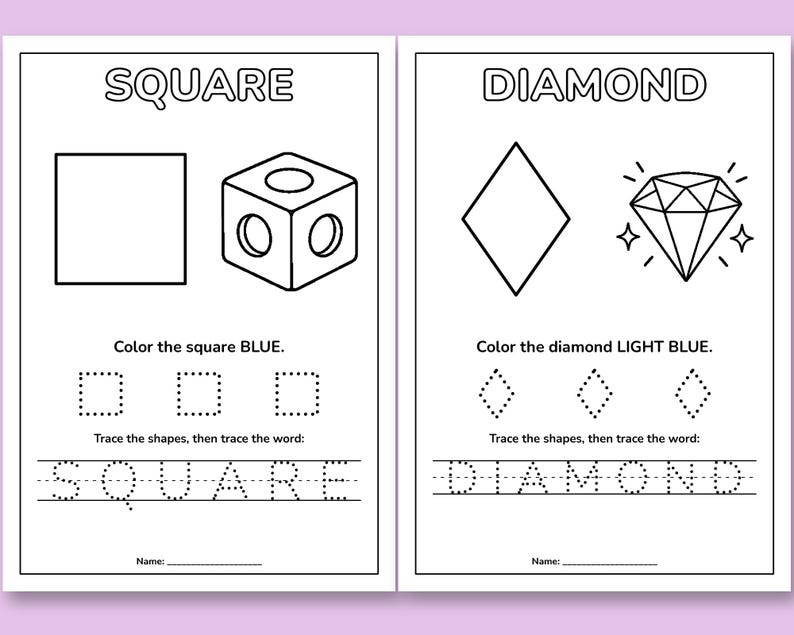 Shapes Coloring Book for Kids, Learn Shapes and Colors, Shape Tracing ...