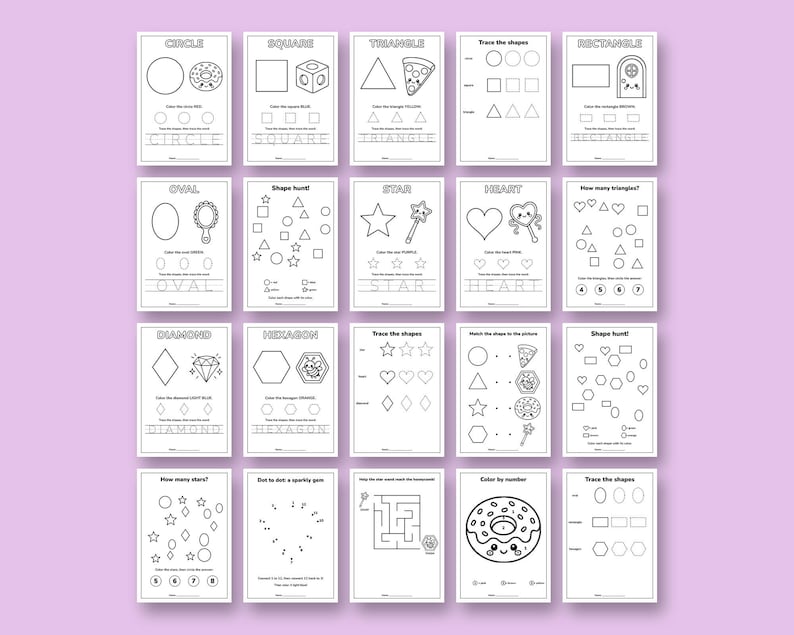 Shapes Coloring Book for Kids, Learn Shapes and Colors, Shape Tracing ...