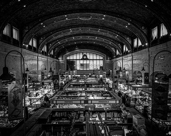 West Side Market Cleveland Ohio Photography Print | Black and White Wall Art | Architecture Photo | The Land