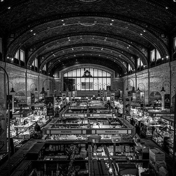 West Side Market Cleveland Ohio Photography Print | Black and White Wall Art | Architecture Photo | The Land
