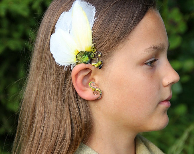 Feather Ear Cuff White Feather Ear Cuff Bohemian Feather Ear Cuff