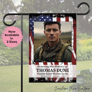 Military Veteran Memorial Flag Personalized Veteran Memorial Flag  Cemetery Decoration Funeral Gift Memorial Gift
