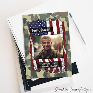 Personalized Letters to my Hero in Heaven Grief Journal Military Journal Sympathy Gift Picture Memorial Journal Personalized Notebook