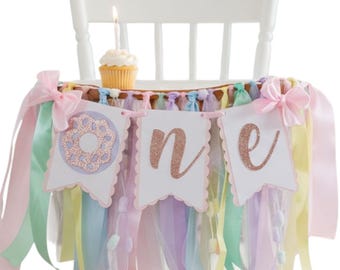 Donut High Chair Banner: First Birthday Decor