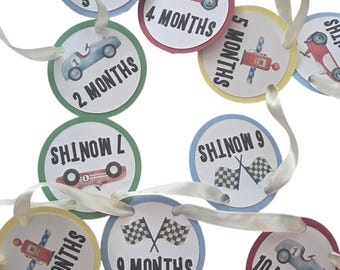 Vintage Race Car Photo Banner: 1st Birthday Decorations, Newborn to 12 Months