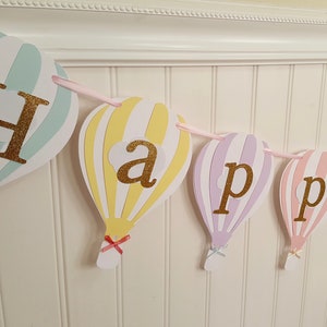 Hot Air Balloon, Balloon Birthday Banner,  hot air balloon party theme, custom colors, one banner, 1st birthday, up and away banner