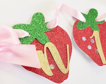 Strawberry Photo Banner.  Handcrafted Strawberry Garland. Picture Display. Strawberry Party Decorations. Event Planner.