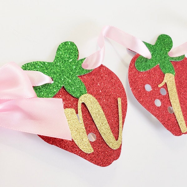 Strawberry Photo Banner.  Handcrafted Strawberry Garland. Picture Display. Strawberry Party Decorations. Event Planner.