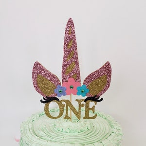 Unicorn Cake Topper. Unicorn Horn Cake Decoration. Unicorn birthday. Glitter Unicorn. image 2