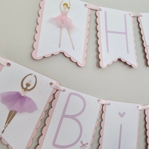 Bannière de ballerine. Ballet rose. Tutu mignon. Guirlande joyeux anniversaire. Décorations de fête ballerine. Décorations d'anniversaire. Entièrement assemblé.