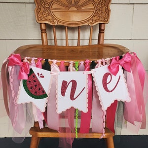 Watermelon High Chair Banner. ONE banner.  Pink Watermelon. One in a Melon. Watermelon party decorations. Watermelon Theme.