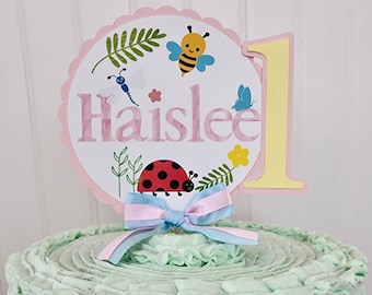 Love Bug Cake toppers.  Custom Name and Age. Love Bug Party Decorations. Love Bug Party Theme.
