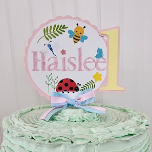 Love Bug Cake toppers.  Custom Name and Age. Love Bug Party Decorations. Love Bug Party Theme.