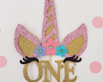 Unicorn Cake Topper. Unicorn Horn Cake Decoration. Unicorn birthday. Glitter Unicorn.