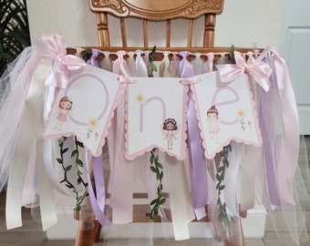 Rosa Schleifen Hochstuhl-Banner Für 1. Geburtstag – 198x20 Cm, Rosa-weiß Kariert, Mit Quasten, Für Mädchen-Partys
