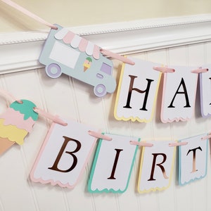 Ice Cream Banner. Ice Cream Birthday Garland. Ice Cream Party Decorations.