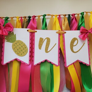 Pineapple High Chair Banner. ONE banner. Pineapple Garland. Pineapple party decorations. Fruit Theme.