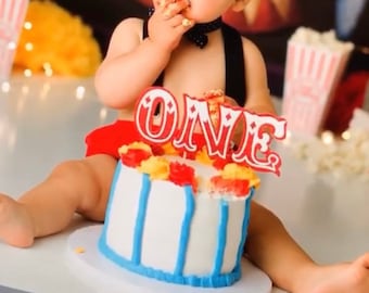 Carnival "ONE" Cake Topper: Glitter First Birthday Decoration