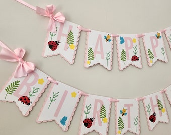 Lovebug Banner. Love Bug Happy Birthday Garland. Ladybug Party Decorations. Birthday Decorations.