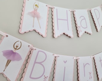 Ballerina Banner. Pink Ballet. Happy Birthday Garland. Ballerina Party Decorations. Birthday Decorations. Fully Assembled.