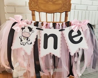 Cow High Chair Banner: Custom First Birthday Decor