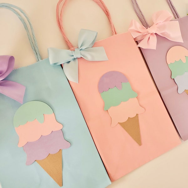 Ice Cream Favor Bags. Goody Bag. Ice cream party decor. Ice Cream Party Theme.