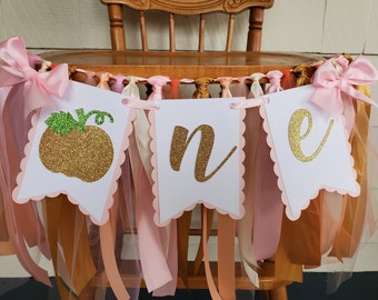 Pumpkin High Chair Banner. ONE banner.  Pumpkin Garland. Pumpkin party decorations. October Pumpkin Birthday.
