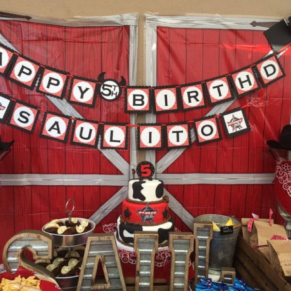 Bull Birthday Banner. Rodeo Banner. Bull Rider Birthday Garland.